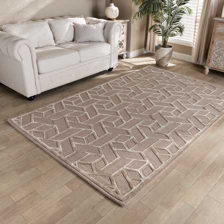 BAXTON STUDIO Vigo Modern and Contemporary Sand Hand-Tufted Wool Blend Area Rug 188-11832-ZORO